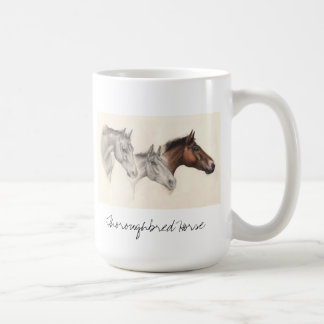 Thoroughbred horse in pencil and watercolour coffee mug
