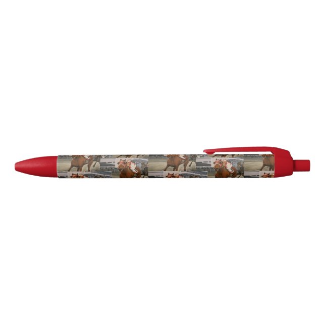 Thoroughbred Horse Is Winning Race Black Ink Pen (Top)