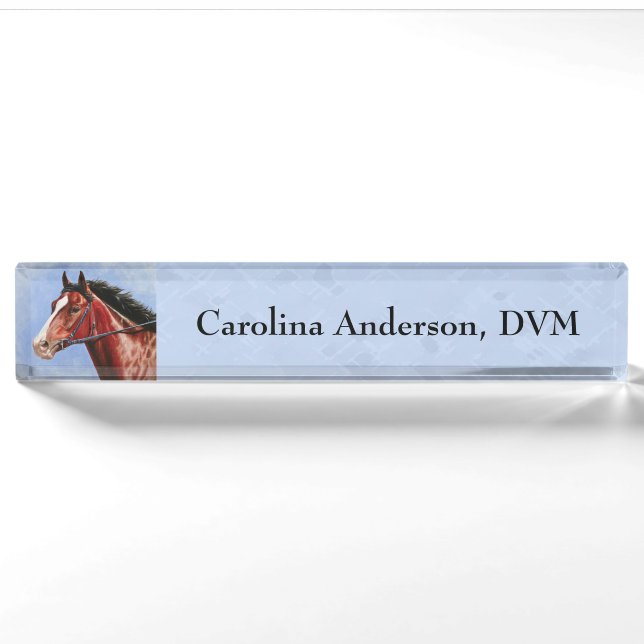 Thoroughbred Horse Racehorse Blue Nameplate (Front)