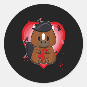 Thoroughbred Horse With Ribbon Heart Disease Aware Classic Round Sticker