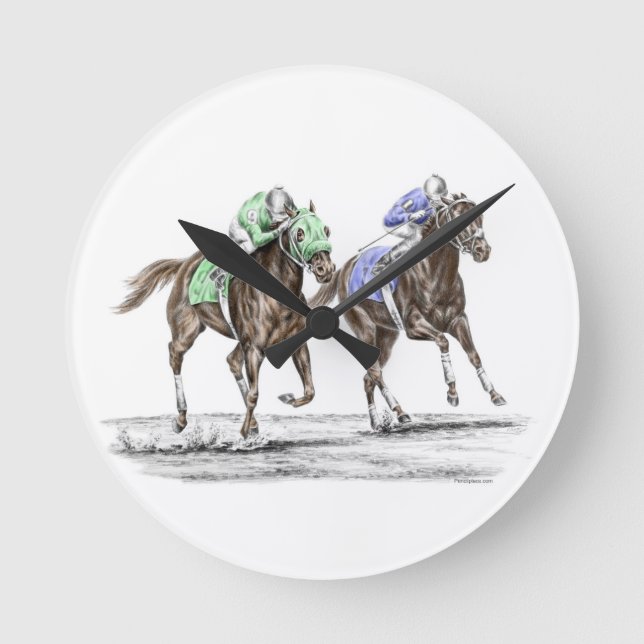 Thoroughbred Horses Racing Round Clock (Front)