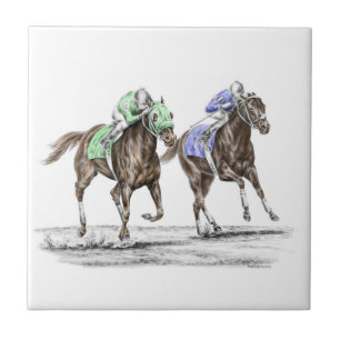 Thoroughbred Horses Racing Tile
