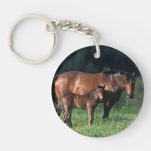 Thoroughbred Mare & Foal 1 Keychain (Front)