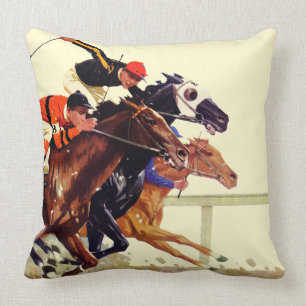 Thoroughbred Race Throw Pillow