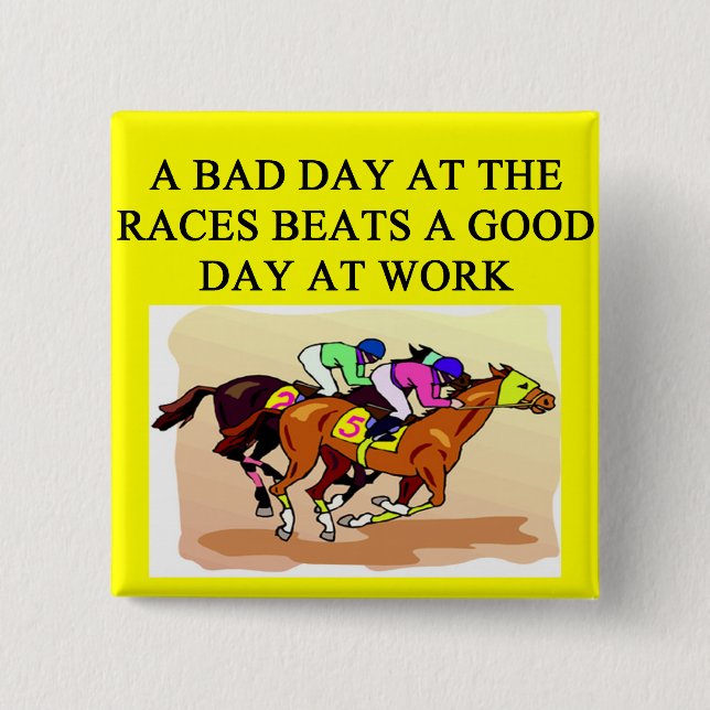 thoroughbred racing lovers 2 inch square button (Front)