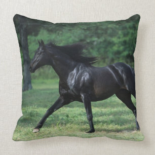 Thoroughbred Running Throw Pillow