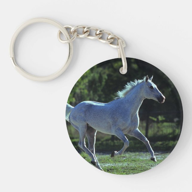 Thoroughbred Stallion Running Keychain (Front)