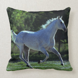 Thoroughbred Stallion Running Throw Pillow