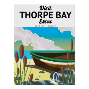 Thorpe bay Essex poster de voyage en bord de mer.