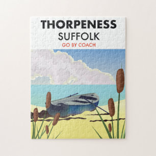Thorpeness suffolk vintage beach poster. jigsaw puzzle