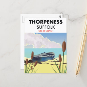 Thorpeness suffolk vintage beach poster. postcard