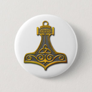 Thor's Hammer-gold 2 Inch Round Button