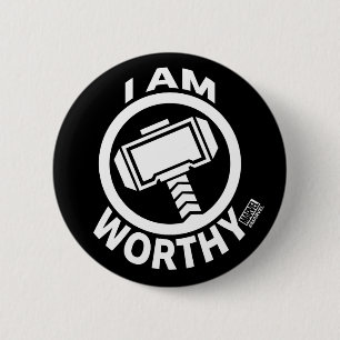 Thor's Hammer - I Am Worthy 2 Inch Round Button