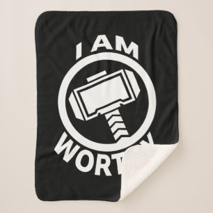 Thor's Hammer - I Am Worthy Sherpa Blanket