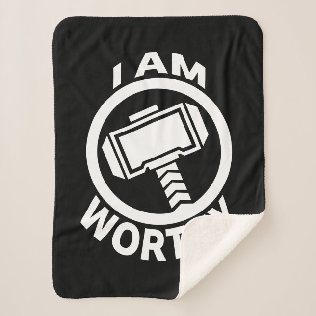 Thor's Hammer - I Am Worthy Sherpa Blanket (Front)