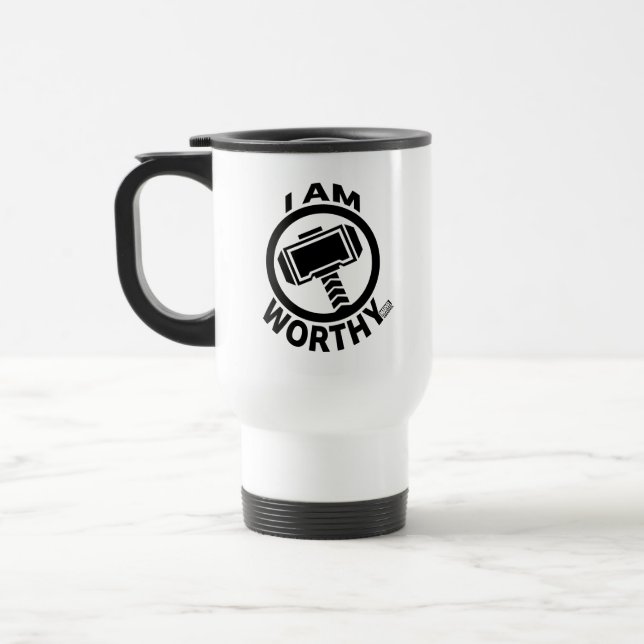 Thor's Hammer - I Am Worthy Travel Mug (Left)