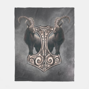 Thor's Might: Mjölnir and the Thunderous Companion Fleece Blanket
