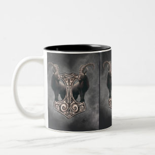 Thor's Might: Mjölnir and the Thunderous Companion Two-Tone Coffee Mug