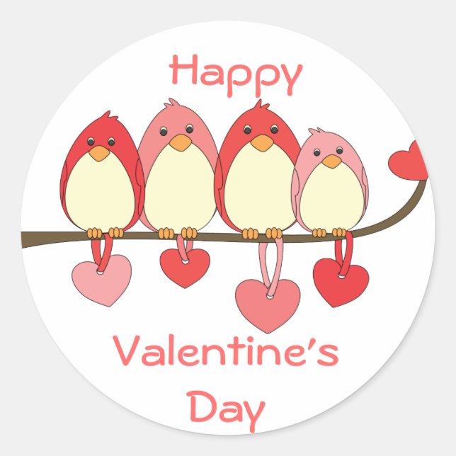 Those Birds On Valentines DAy Classic Round Sticker (Front)