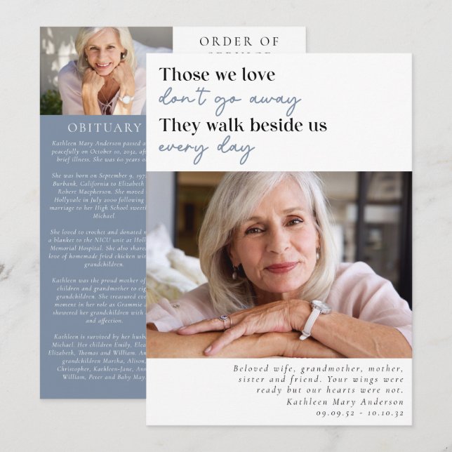 Those We Love Don't Go Away Photo Order of Service Invitation (Front/Back)