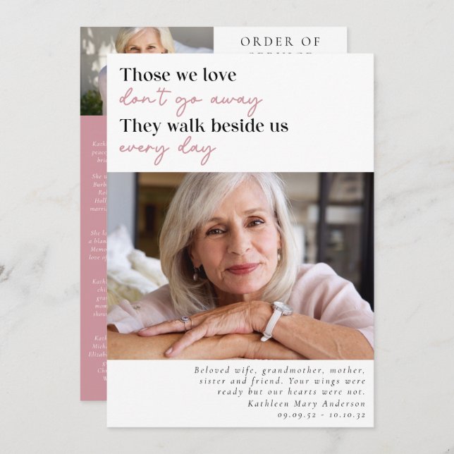 Those We Love Don't Go Away Photo Order of Service Program (Front/Back)