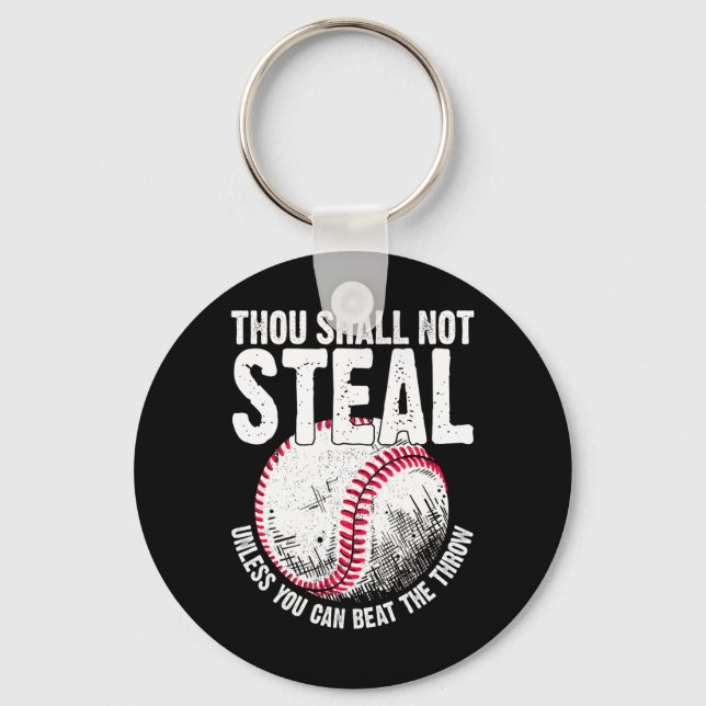 Thou Shall Not Steal Unless You Can Beat The Throw Keychain (Front)