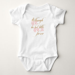 & though she be but little - gold glitter baby bodysuit
