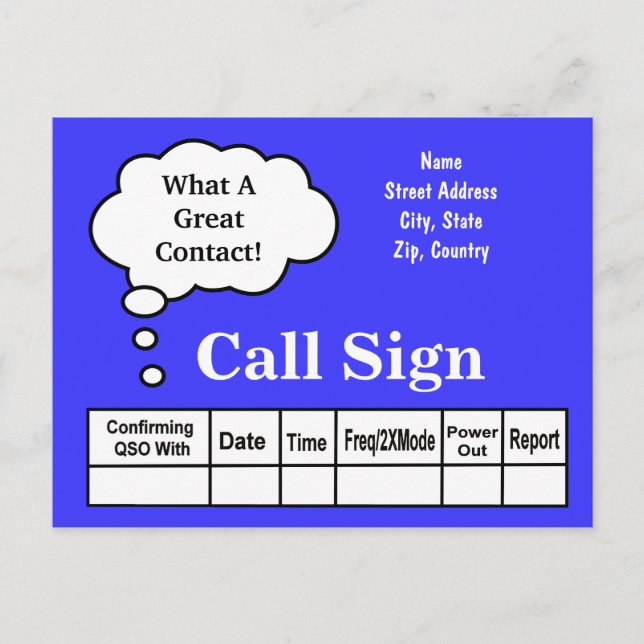 Thought Bubble Ham Radio QSL Card  Customize It! (Front)