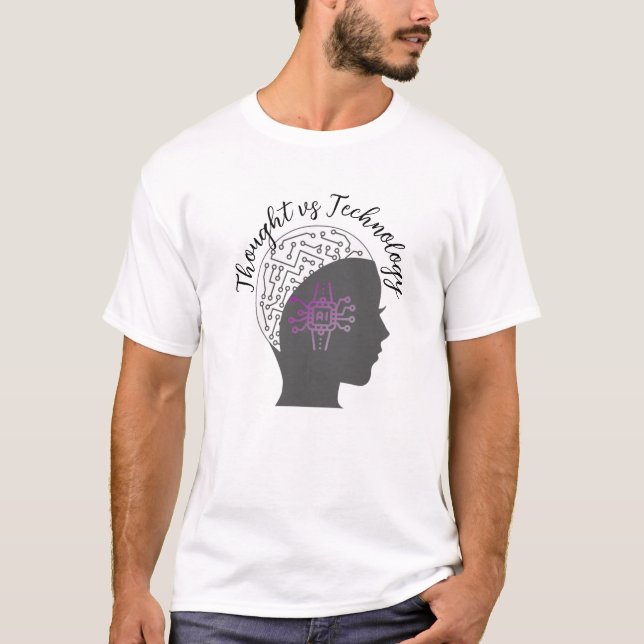  "Thought vs Technology" Futuristic T-Shirt (Front)