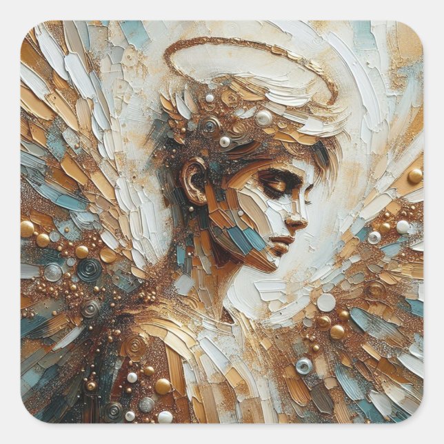 Thoughtful Angel - Angel Series Art Collection Square Sticker (Front)