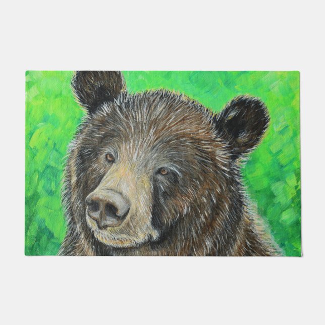 Thoughtful Brown Bear Painting Doormat (Front)