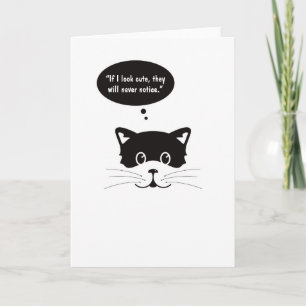 Thoughtful Cute Black Cat Greeting Card