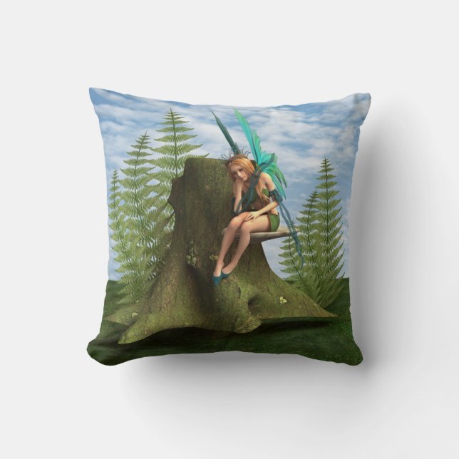 Thoughtful Fairy Throw Pillow (Front)