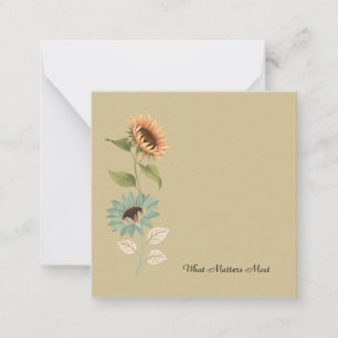 Thoughtful Floral Sunflower Flat Note Card