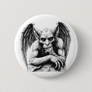 Thoughtful Gargoyle 2 Inch Round Button