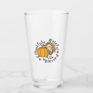 Thoughtful Grateful Blessed Thanksgiving Funny  Glass