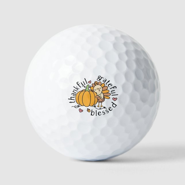 Thoughtful Grateful Blessed Thanksgiving Funny  Golf Balls (Front)