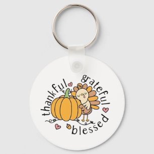 Thoughtful Grateful Blessed Thanksgiving Funny Keychain