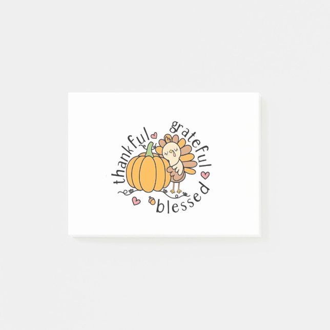Thoughtful Grateful Blessed Thanksgiving Funny  Post-it Notes (Front)