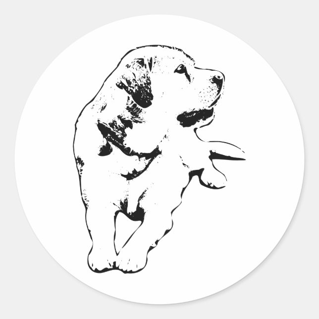 Thoughtful Labrador – Side Silhouette Classic Round Sticker (Front)