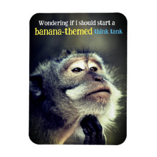 Thoughtful monkey thinking funny quote magnet