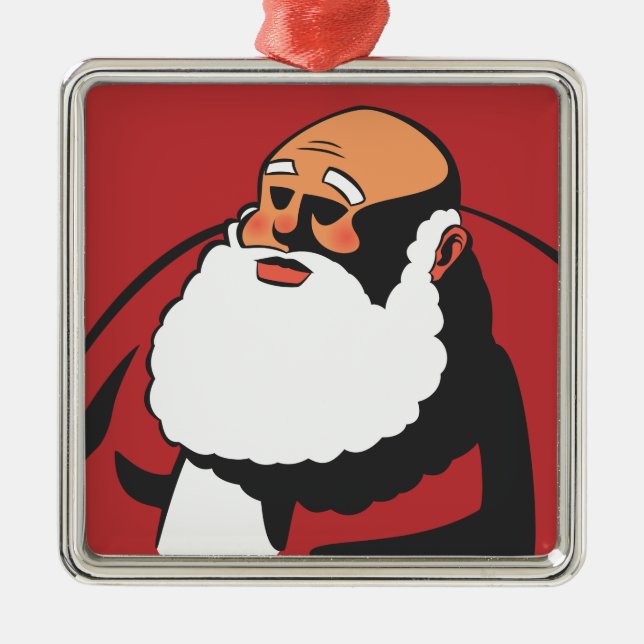 Thoughtful Santa with Stark Shadows Cartoon Metal Ornament (Front)