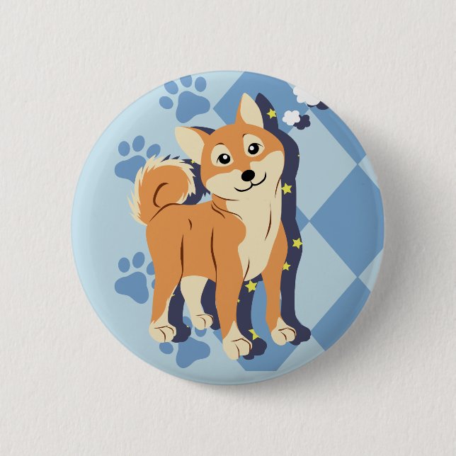 Thoughtful Shiba Inu 2 Inch Round Button (Front)