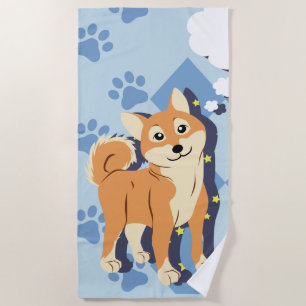 Thoughtful Shiba Inu Beach Towel