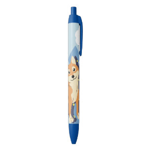 Thoughtful Shiba Inu Black Ink Pen