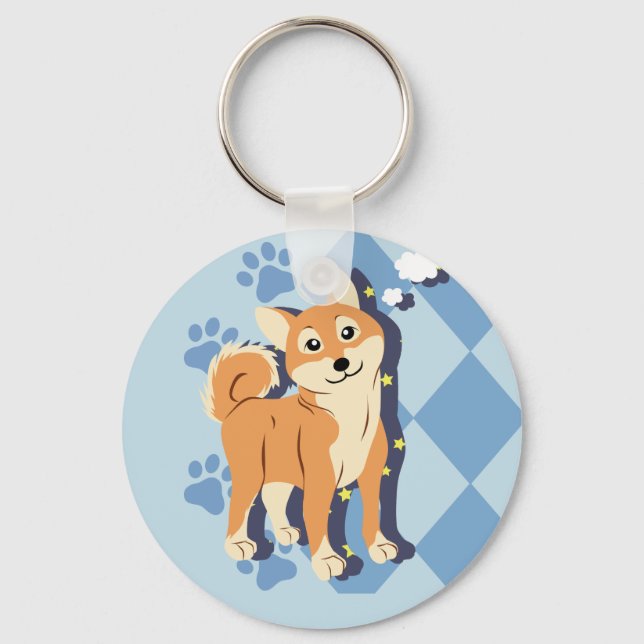 Thoughtful Shiba Inu Keychain (Front)