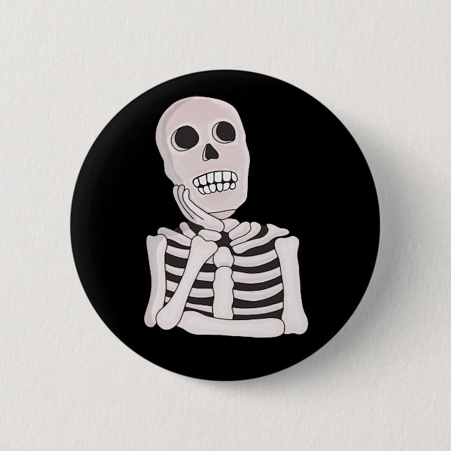 Thoughtful Skull 2 Inch Round Button (Front)