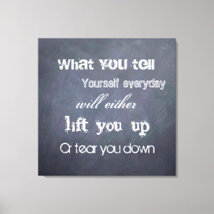 Thoughts can change life - chalkboard quote wall canvas print