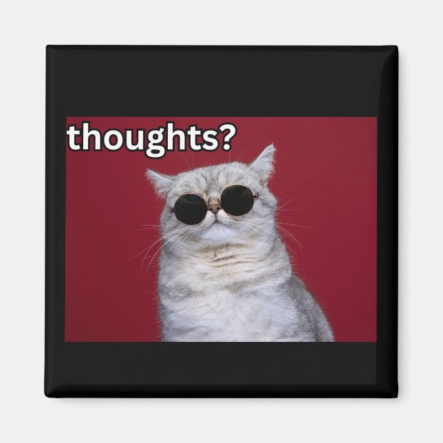 Thoughts? Funny cat sunglasses design Magnet (Front)