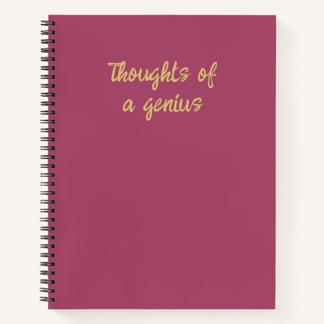 Thoughts of a Genius Pink and Gold Funny Notebook (Front)